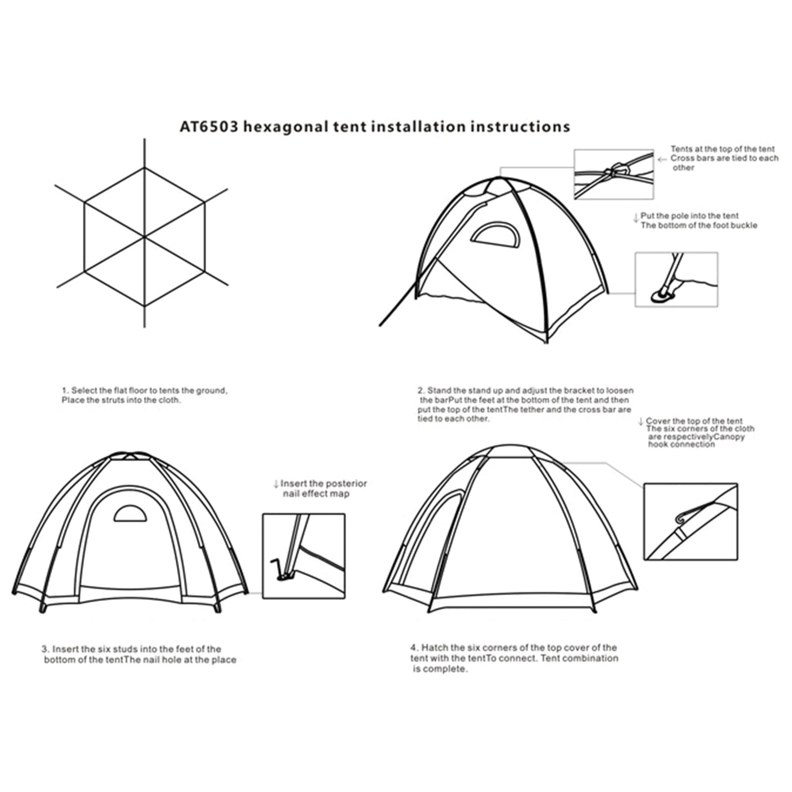 Cheap Goat Tents 240*210*130cm 3 5 People Camping Hexagonal Tent Outdoor Waterproof Durable Travel Tentage Tents 